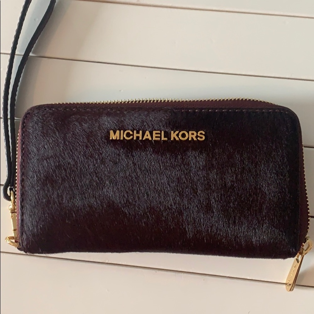 Michael Kors Hair Calf Leather Trim Wallet